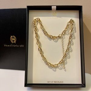 NIB House of Harlow 1960 Gold Tone  Chain Link Necklace